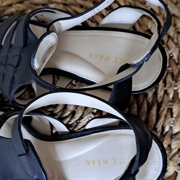Cole Haan Womens Jacey Black Leather‎ Block 3" Heel Strappy Cage Sandals S-7.5 - Picture 10 of 10